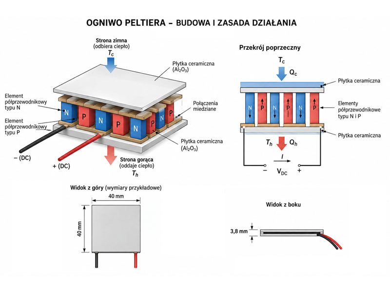 Ogniwo Peltiera - budowa i zasada działania