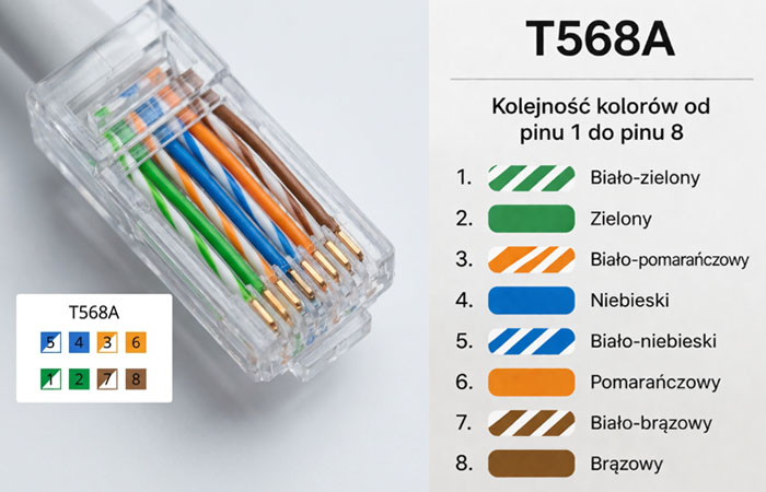 T568A - kolejność kolorów